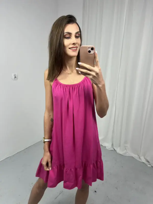 Różowa sukienka mini na ramiączkach
