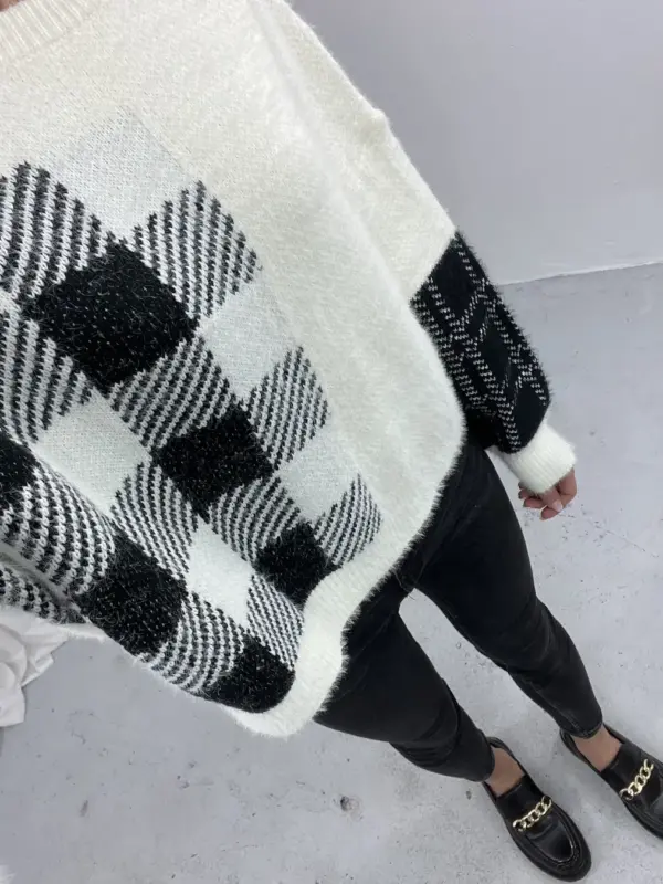 Biało-czarny sweter damski6