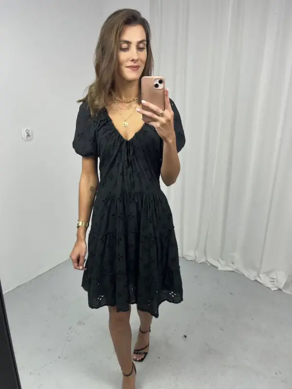 Czarna bawełniana sukienka mini4