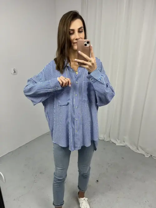 Ciemnoniebieska koszula damska w paski