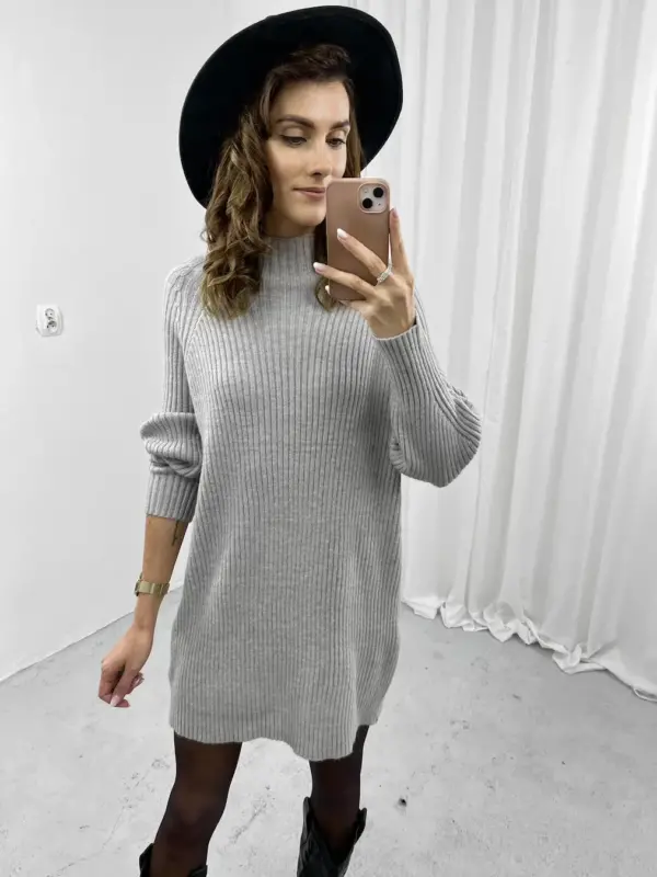 Szara dzianinowa sukienka:sweter1