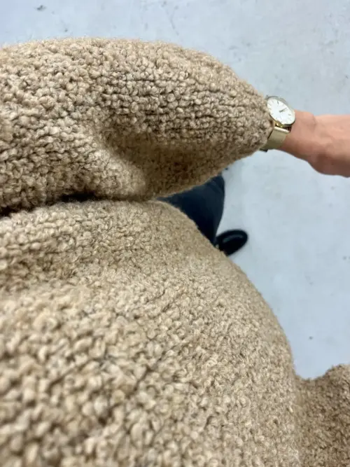 Brązowy pluszowy sweter z dodatkiem wełny i alpaki
